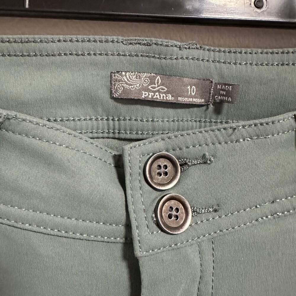 PrAna Halle Straight Smoky Blue Hiking Climbing Pants Stretch Roll-up Legs Sz 10 - Picture 2 of 13